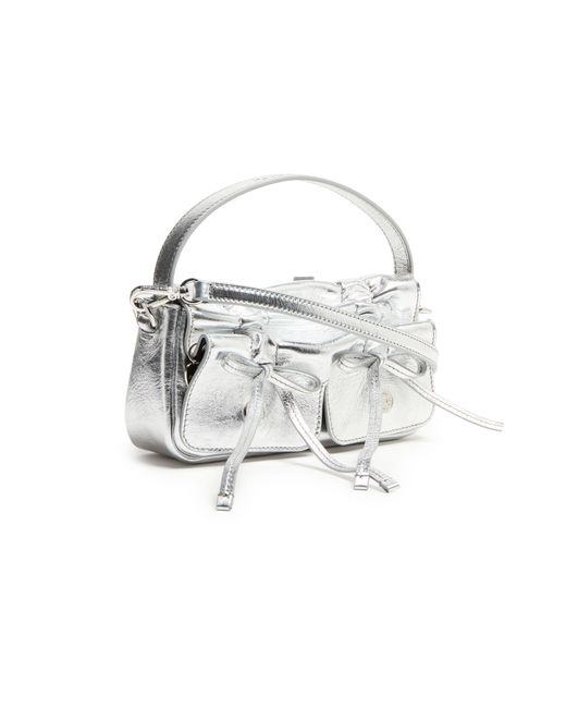 Acne White Multipocket Micro Bag Lux Metallic