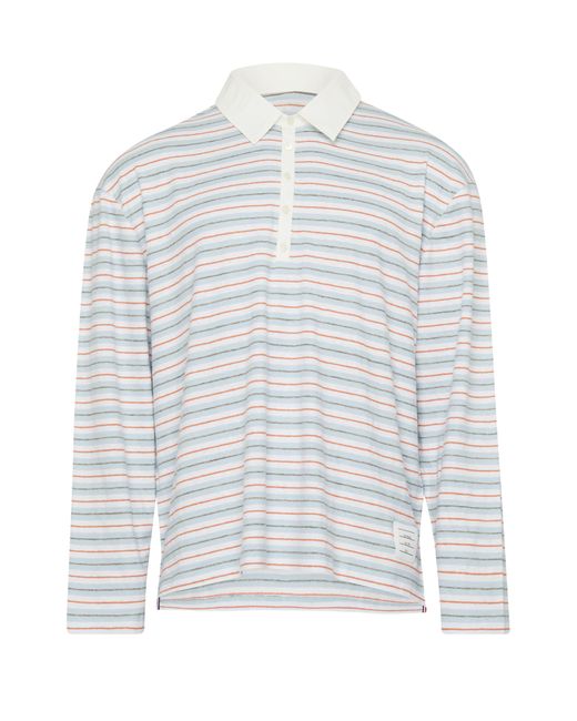 Thom Browne Gray Rugby Long Sleeve Stripped Polo for men