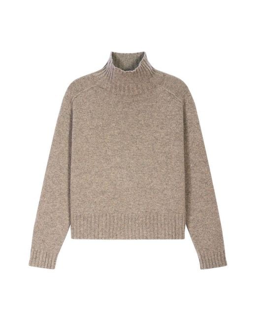 Bompard Gray Pullover Aus Kaschmir Mit Hohem Kragen