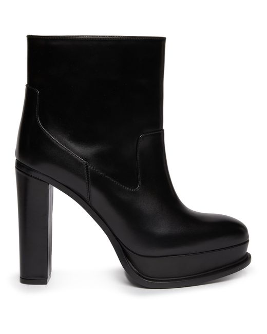 Alexander McQueen Black Leather Ankle Boots