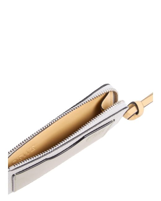 Porte-Cartes Et Monnaie En Cuir De Veau Grainé Souple Loewe en coloris Metallic
