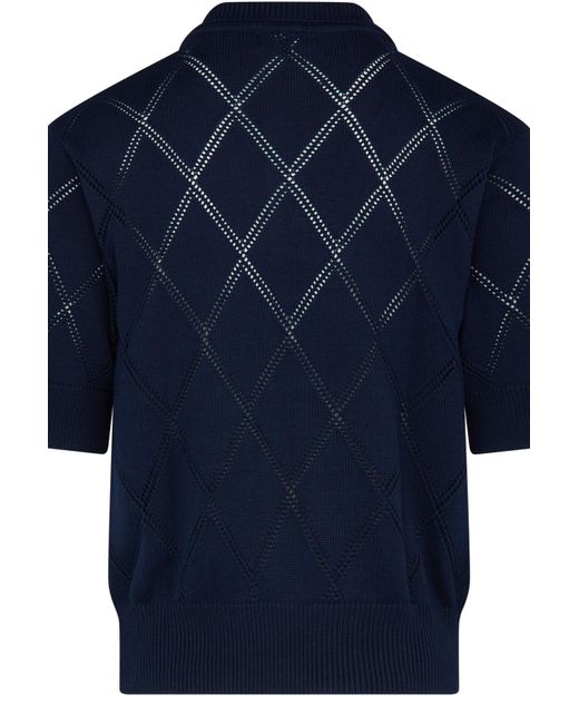 Egonlab Diamond Knitwear Polo in Blue for Men | Lyst