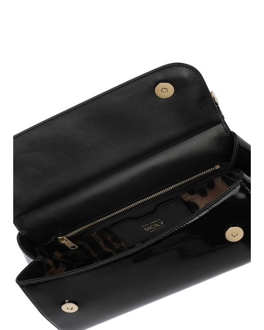 Dolce & Gabbana Black Medium Polished Calfskin Sicily Bag