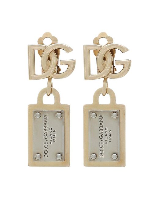 Dolce & Gabbana White Earrings With Dg Logo And Tag
