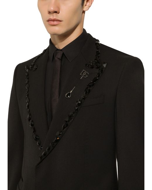 Broche à logo strassé DG Dolce & Gabbana pour homme en coloris Black