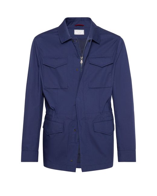 Brunello Cucinelli Blue Military-Style Jacket for men
