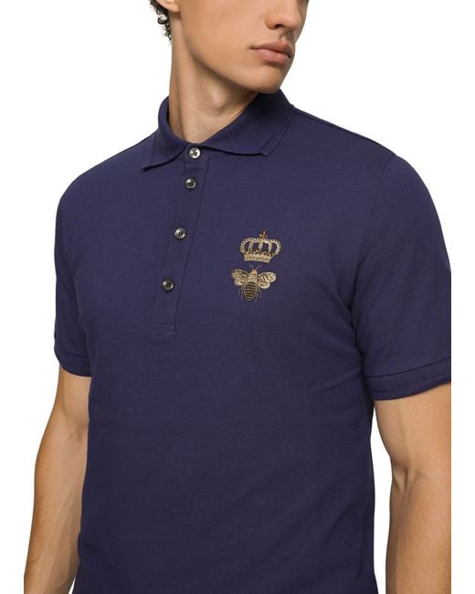 Dolce & Gabbana Poloshirt aus Baumwollpiqué in Blue für Herren