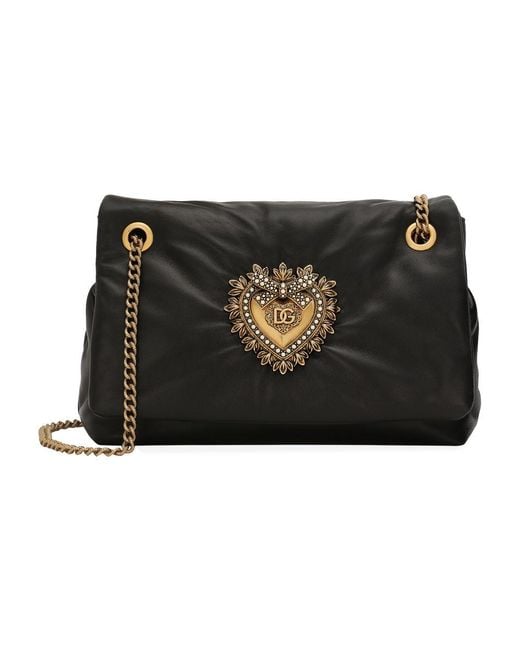 Dolce & Gabbana Black Medium Devotion Soft Bag