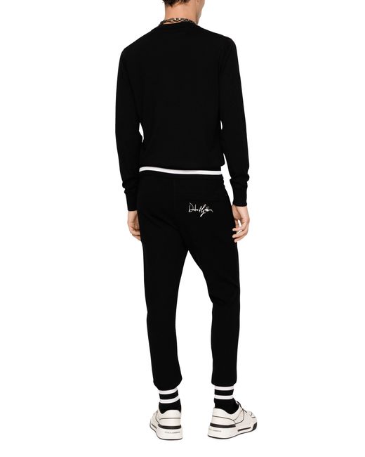 Pantalon de jogging en laine brodée Dolce & Gabbana pour homme en coloris Black