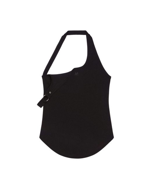 Courreges Black Undressed 90's Rib Buckle Tank Top