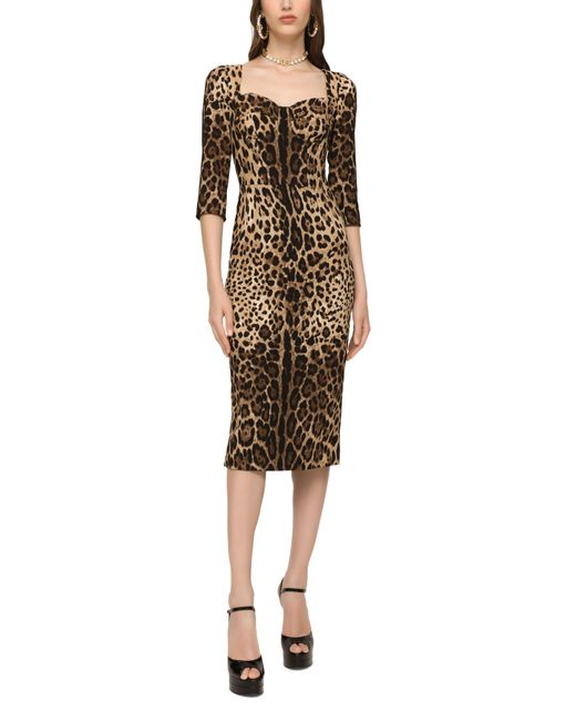 Dolce & Gabbana Natural Calf-Length Cady Dress