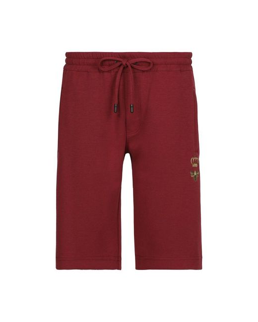 Dolce & Gabbana Red Jersey Jogging Shorts for men