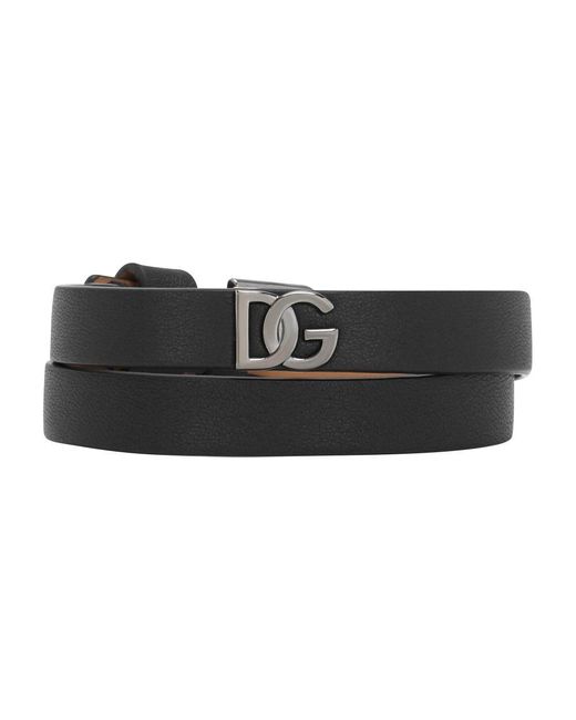 Dolce & Gabbana Black Calfskin Bracelet With Dg Logo for men