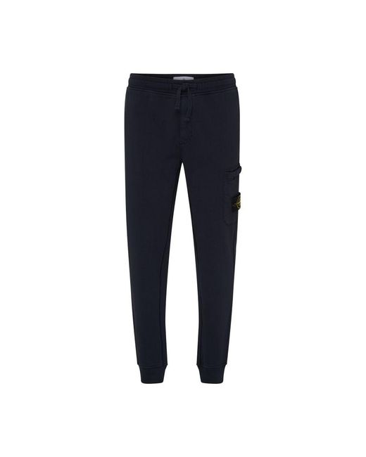 Stone Island Blue Fleece Pants With Logo Patch for men