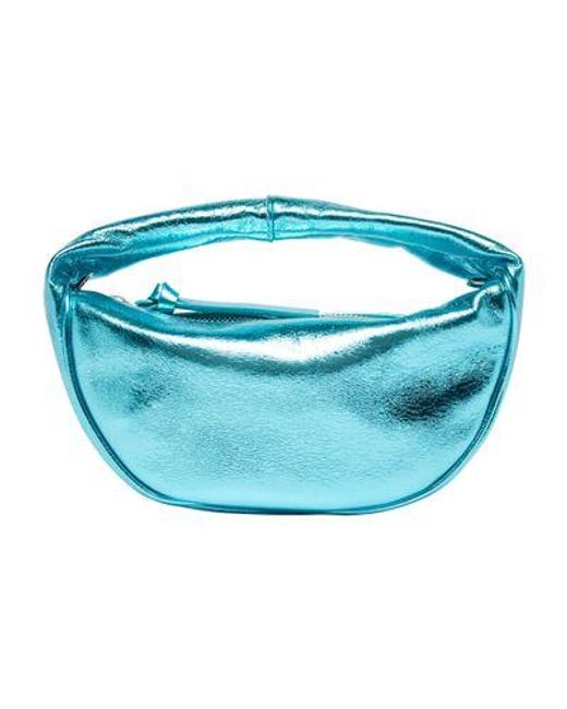 By Far Blue Baby Cush Aquamarine Metallic Leather Bag