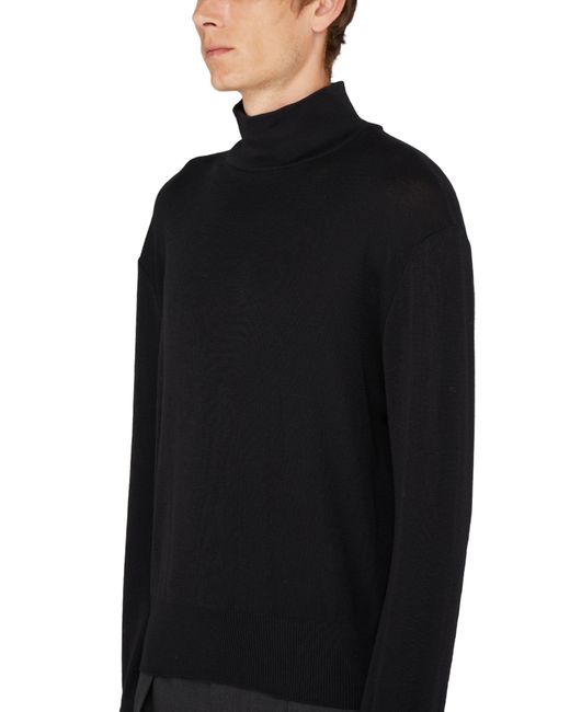 Lemaire Black Seamless Turtleneck Sweater for men