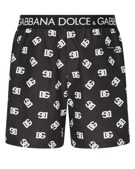 Dolce & Gabbana Black Mid-Length Swim Trunks for men