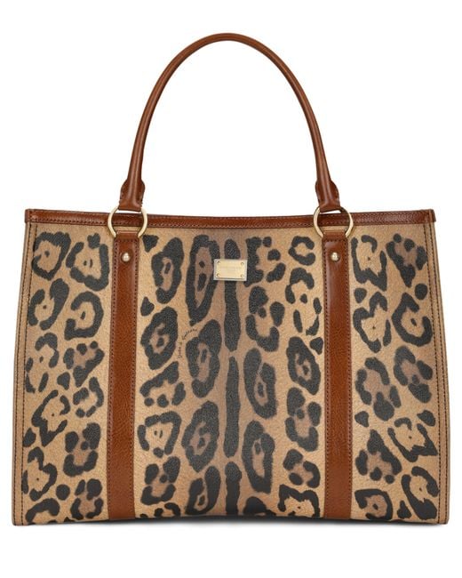 Dolce & Gabbana Brown Shopper With Branded Plate