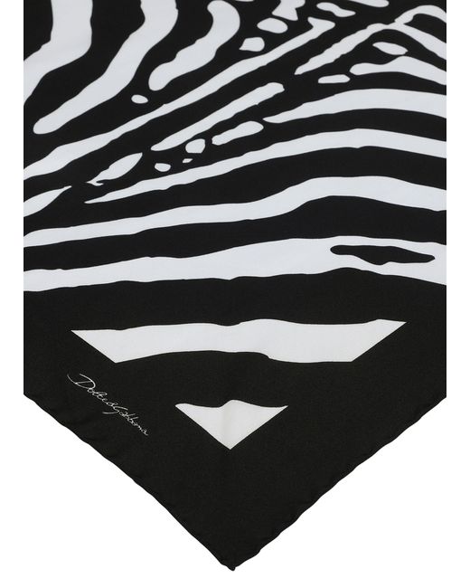 Dolce & Gabbana Black Twilltuch mit Zebra-Print (50 x 50)