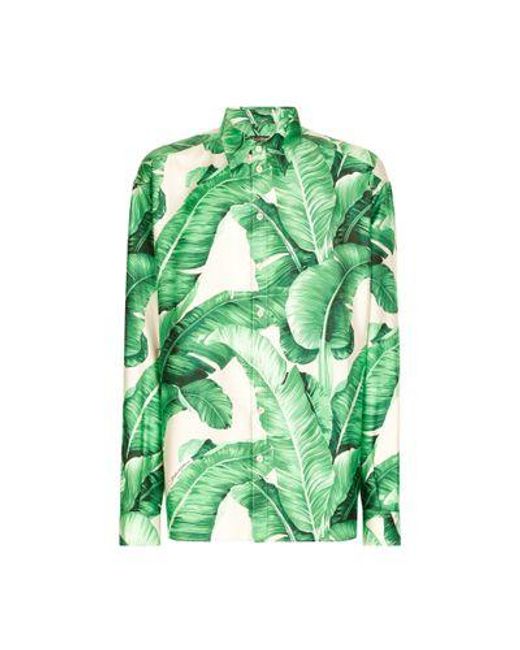 Dolce & Gabbana Green Oversize Silk Shirt for men