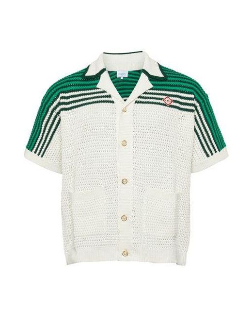 CASABLANCA Green Tennis Crochet Shirt for men
