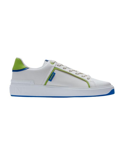 Balmain Blue B-Court Smooth Leather Sneakers for men