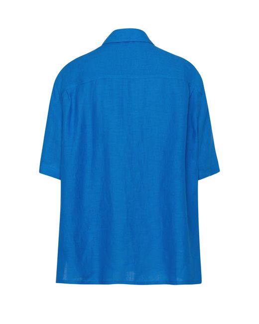 Loewe Leinenhemd mit kurzen Ärmeln Anagram in Blue für Herren