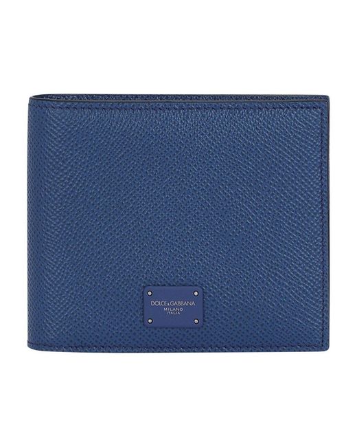 Dolce & Gabbana Blue Dauphine Calfskin Bifold Wallet for men