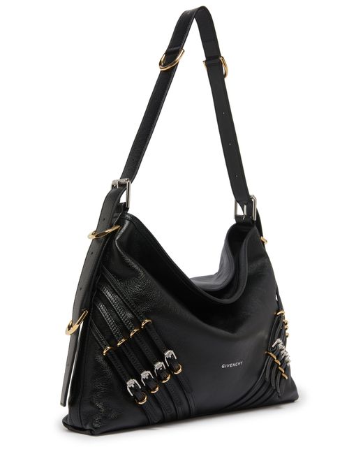Givenchy Black Voyou Medium Leather Bag With Multi-Buckles