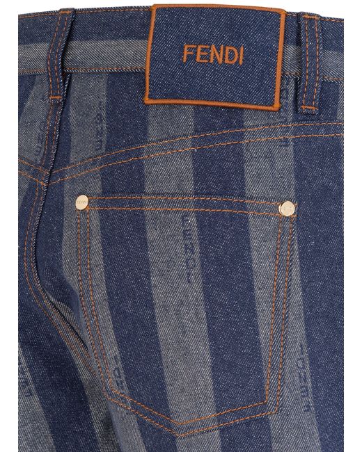 Fendi Blue Kurze Five-Pocket-Hose