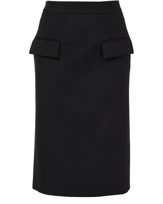 Alexander McQueen Black Dart Midi Skirt
