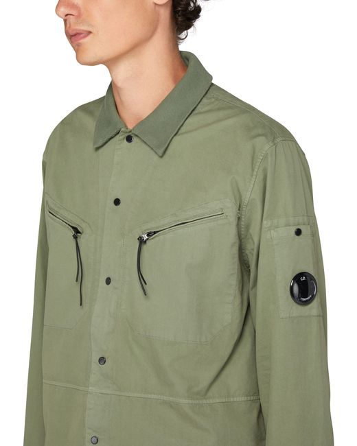 C P Company Geknöpftes Hemd aus Gabardine in Green für Herren