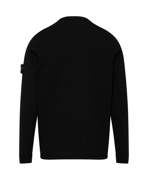 Stone Island Black V Neck Sweater With Logo Patch for men