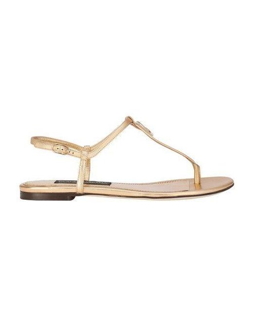 Dolce & Gabbana Nappa Mordore Dg Thong Sandals in White | Lyst