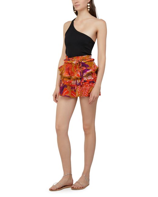 Farm Rio Orange Jungle Panther Short Skirt