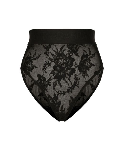 Dolce & Gabbana Black High-Waisted Lace Briefs