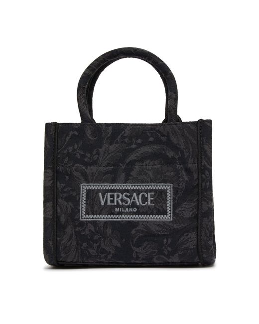 Versace Black Besonders kleine Tote Bag aus Barocco-Jacquard mit Stickerei