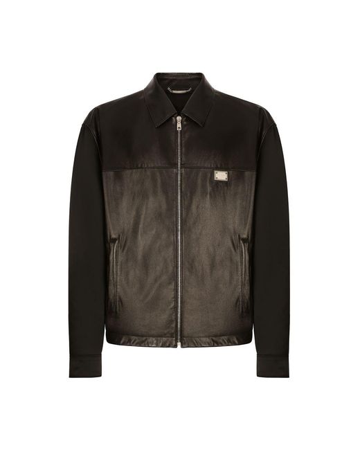 Dolce & Gabbana Black Fabric And Leather Jacket for men