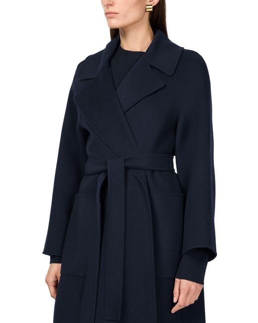 Max Mara Blue Doris Long Belted Coat
