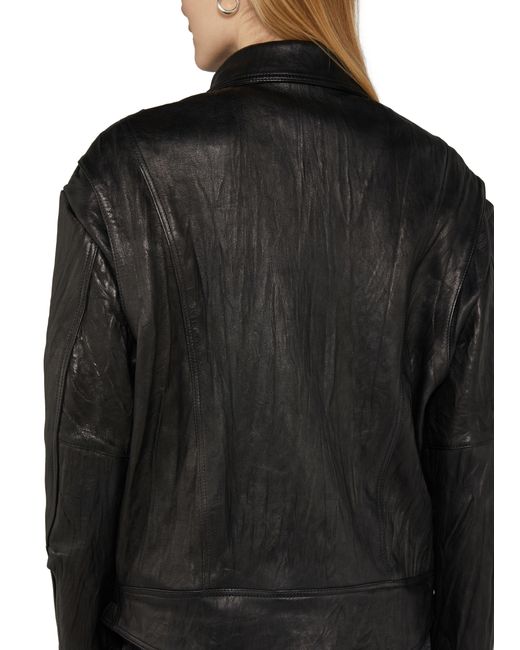 Acne Black Oversized Leather Biker Jacket