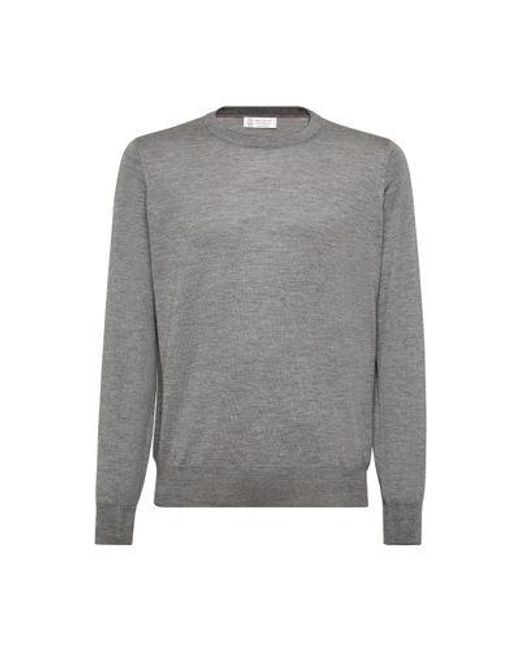 Brunello Cucinelli Gray Lightweight Sweater for men