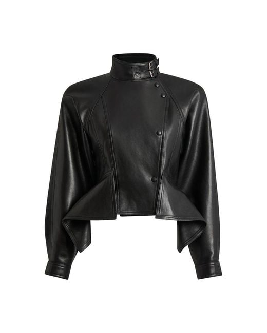 Balmain Black Button-Up Leather Jacket