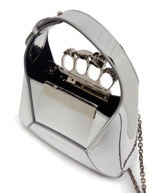 Alexander McQueen Gray Jewelled Hobo Mini Bag