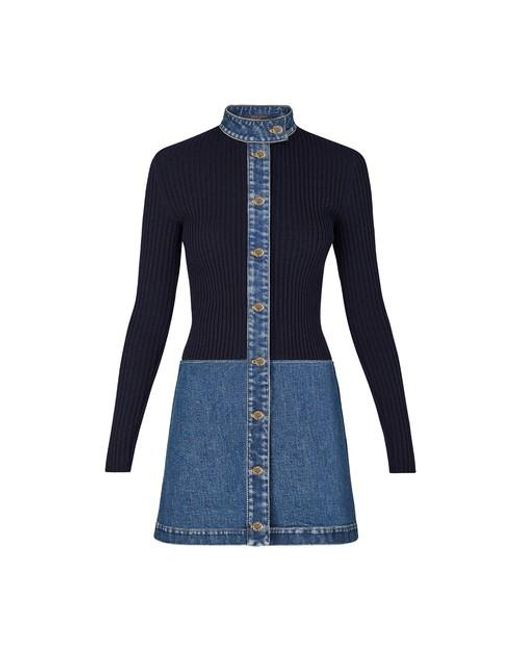 Louis Vuitton Blue Stonewashed Denim Bi-material Dress