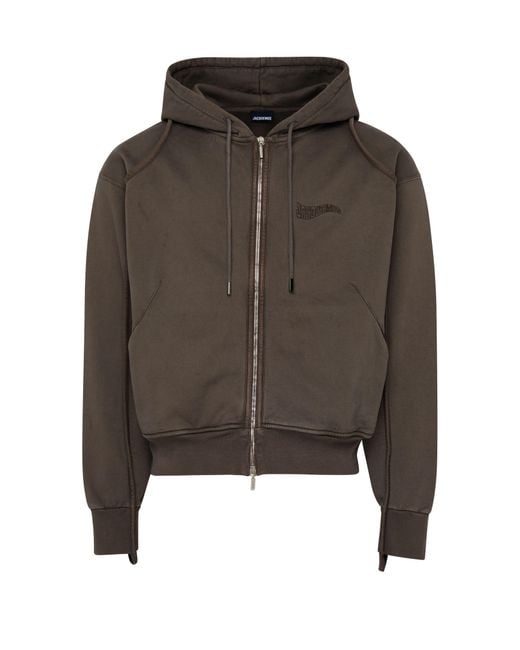 Jacquemus Brown The Zip-up Camargue Sweater for men