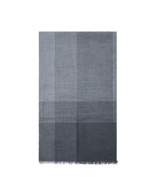 Brunello Cucinelli Gray Check-pattern Silk-blend Scarf for men