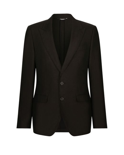 Dolce & Gabbana Black Taormina Linen Single-breasted Jacket for men