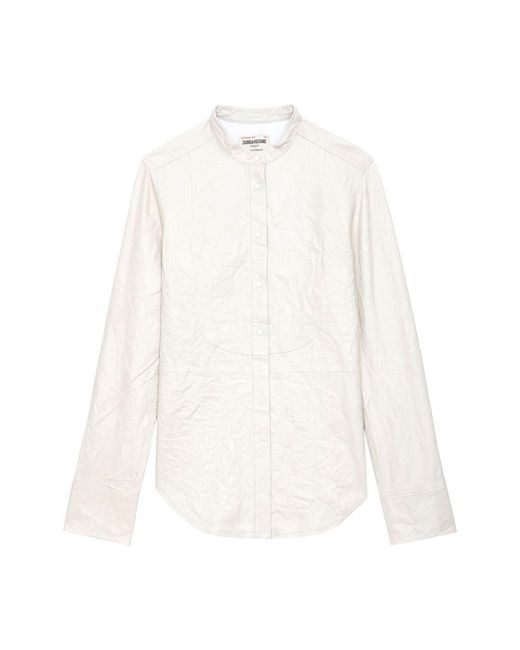 Zadig & Voltaire White Chic Crinkled Leather Shirt