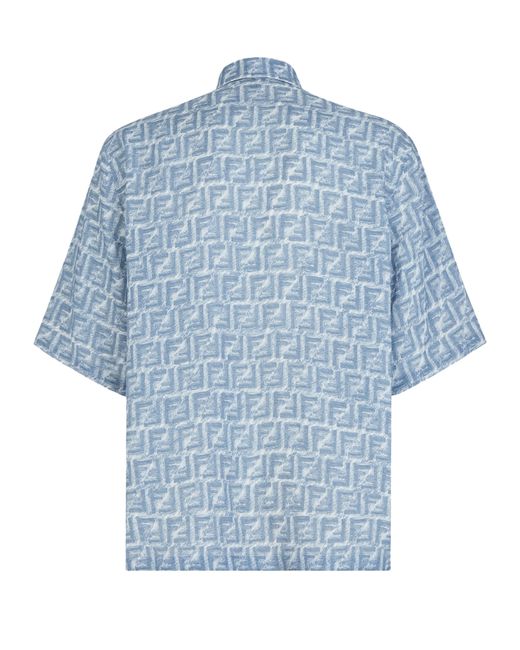 Chemise à col semi-italien Fendi pour homme en coloris Blue