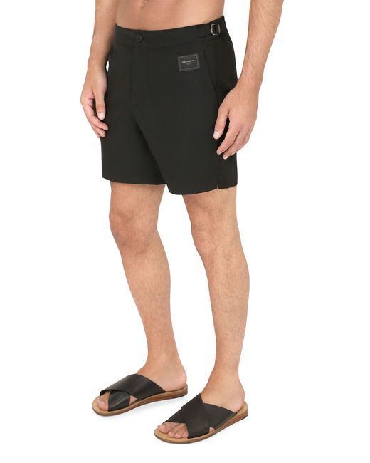 Dolce & Gabbana Black Mid-Length Swim Shorts for men